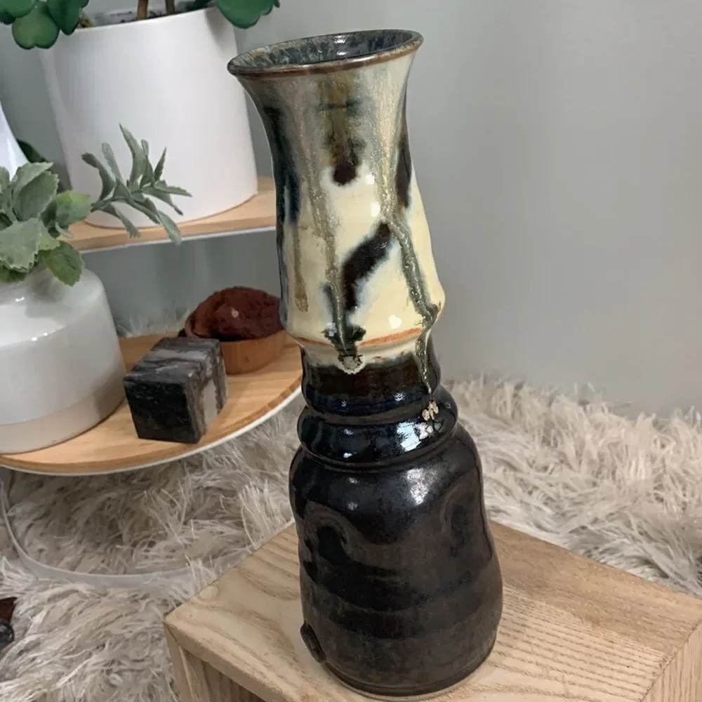 Handmade Pottery Drip Glaze Stonewear Vase‎